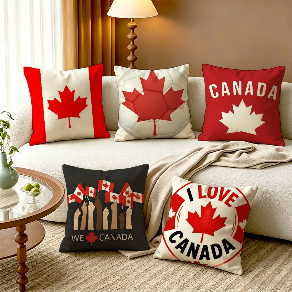 Home Textiles Canada - C-Canada Flag Cotton Linen Square Pillow